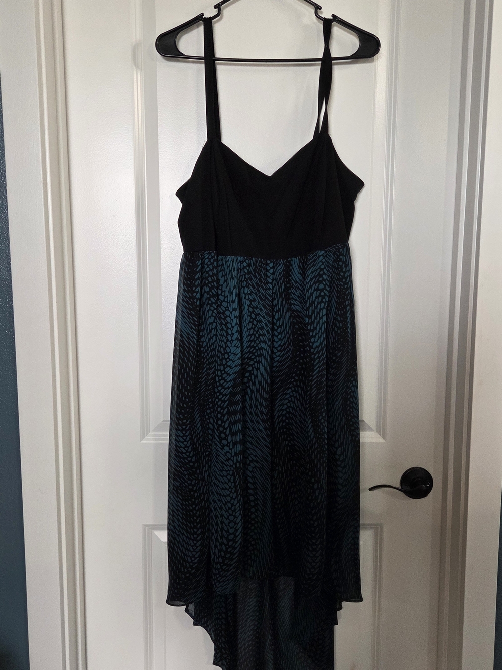 torrid Black Bodice Teal Patterned High-Low Dress